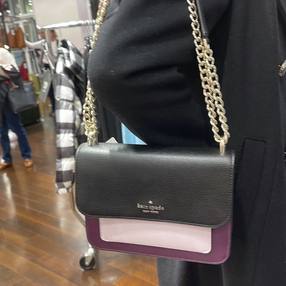 Kate Spade Remi Flap Chain Crossbody Colorblock Ripe Plum